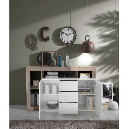 Komoda LENOR bela/braon