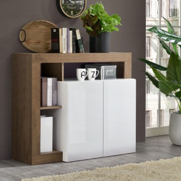 Komoda LENOR bela/hrast