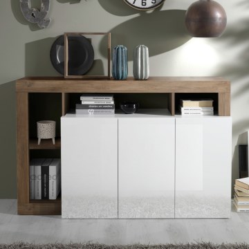 Komoda LENOR bela/hrast