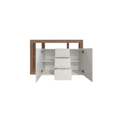 Komoda LENOR bela/hrast