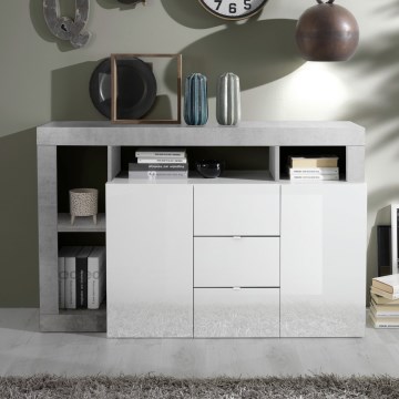 Komoda LENOR bela/siva beton