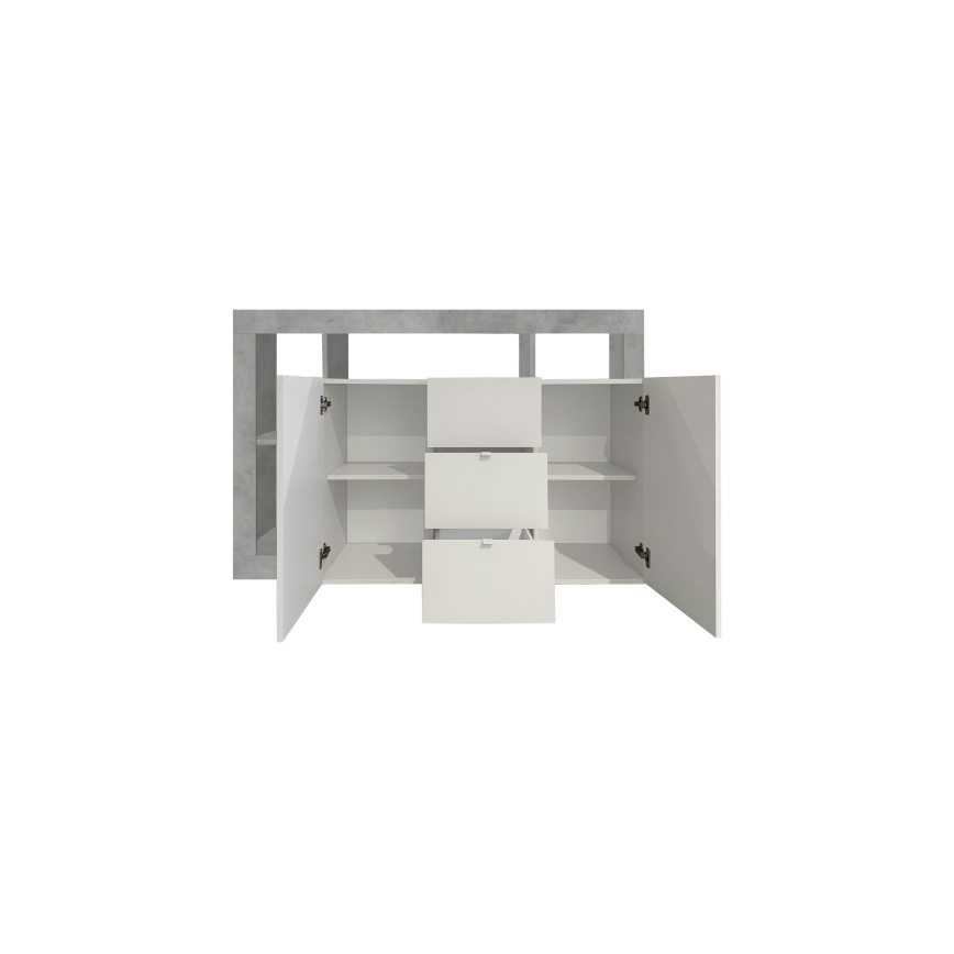 Komoda LENOR bela/siva beton