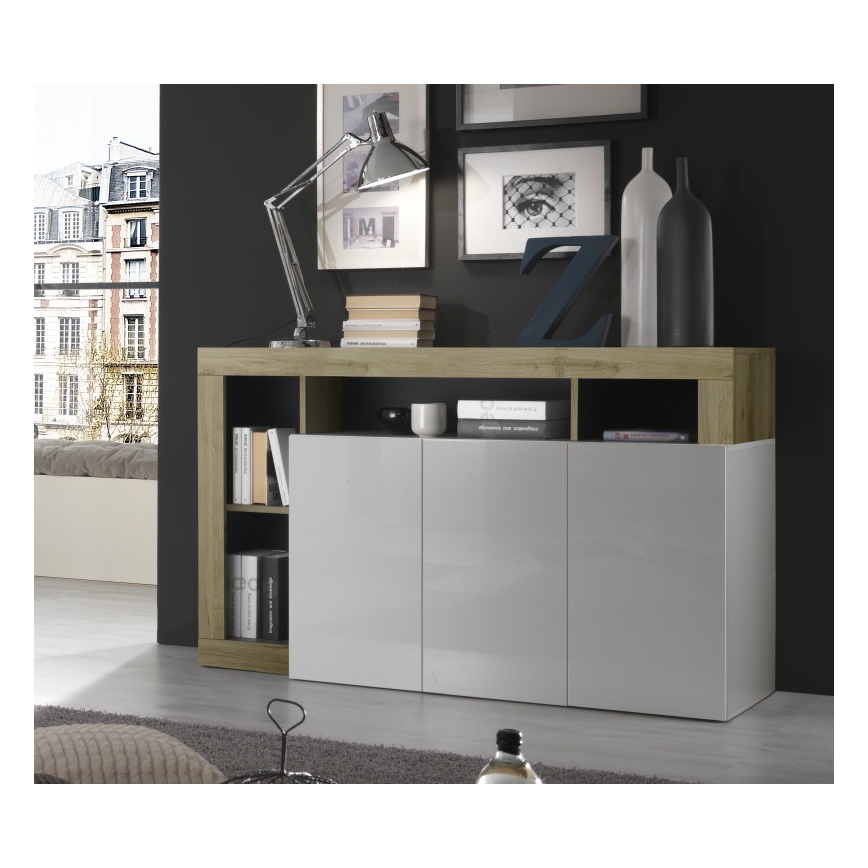 Komoda LENOR bela/smeđa