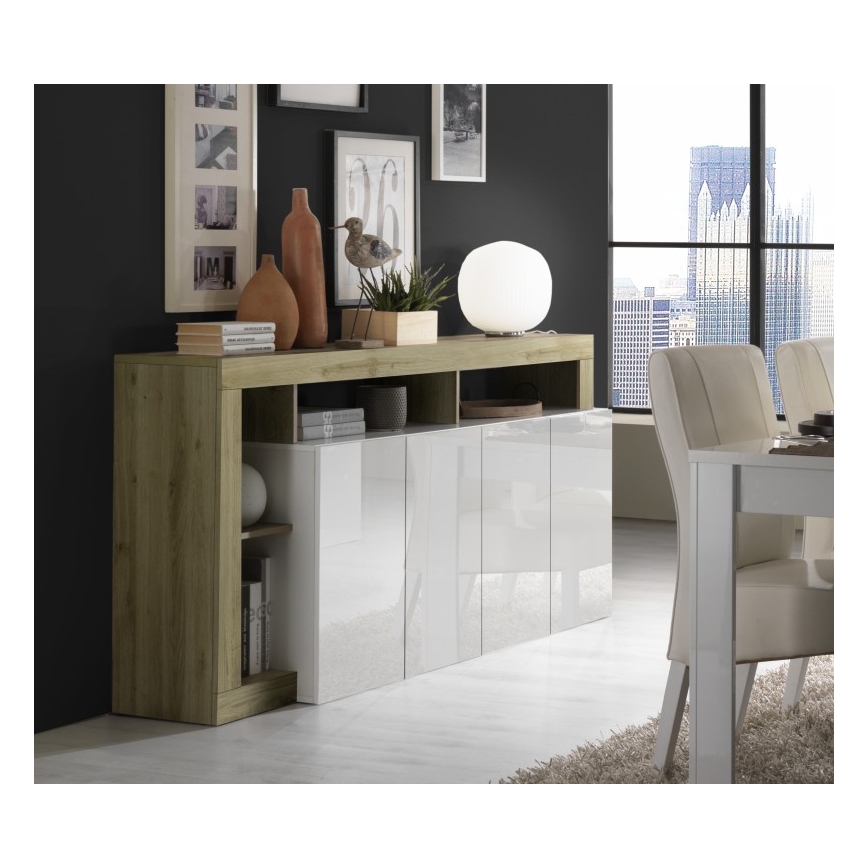 Komoda LENOR bela/smeđa