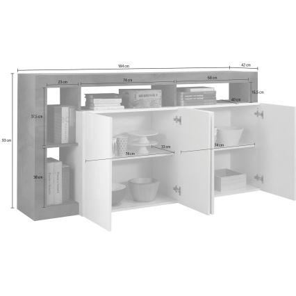 Komoda LENOR bela/smeđa