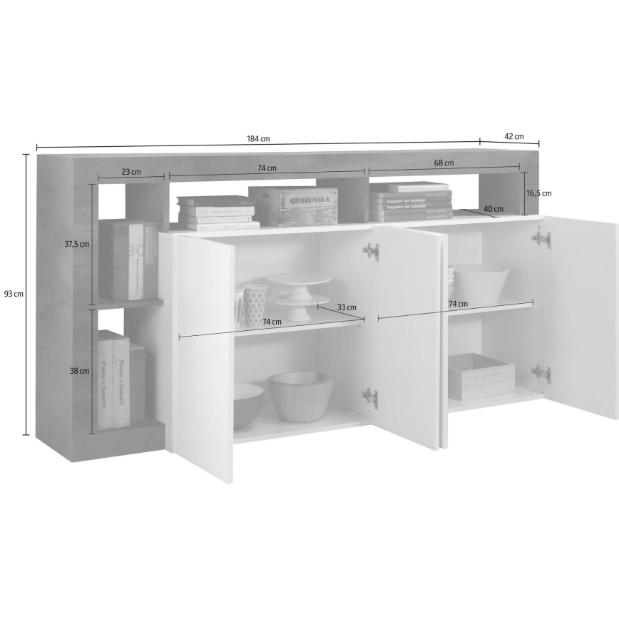 Komoda LENOR bela/smeđa