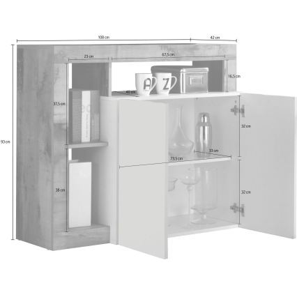 Komoda LENOR kašmir/svetli hrast