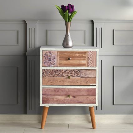 Komoda LIZA 68x50 bela/braon
