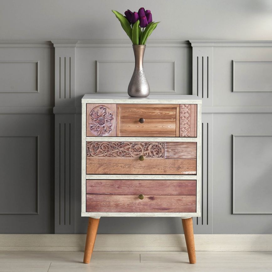 Komoda LIZA 68x50 bela/braon