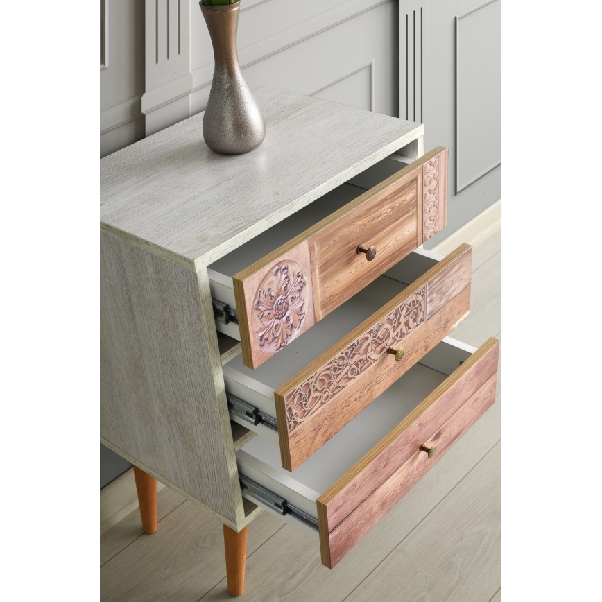 Komoda LIZA 68x50 bela/braon