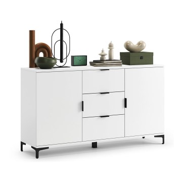 Komoda LORA sa fiokama i vratima, bela