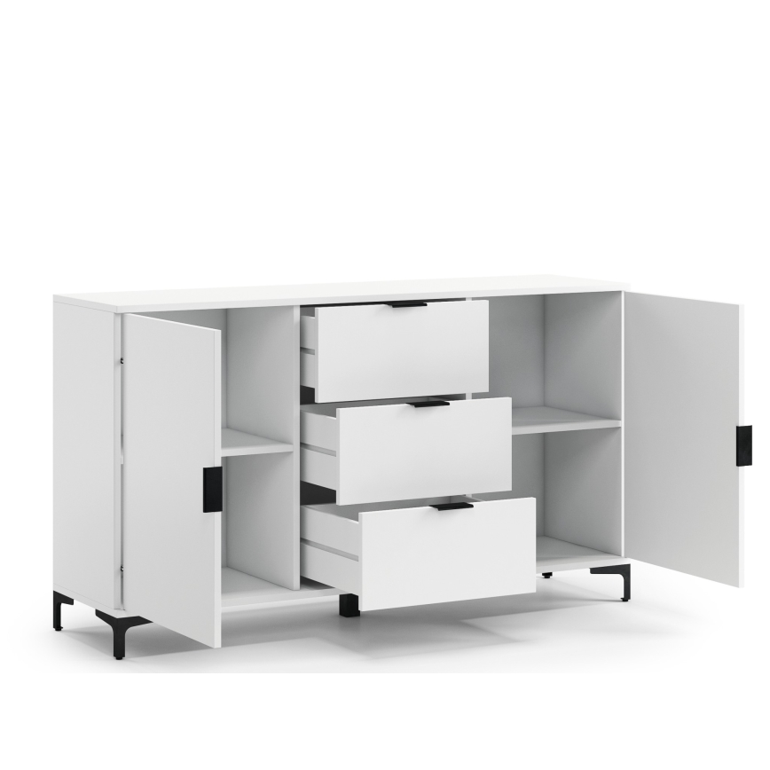 Komoda LORA sa fiokama i vratima, bela