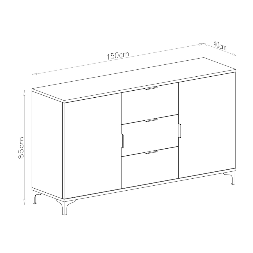 Komoda LORA sa fiokama i vratima, bela