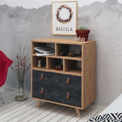 Komoda MARCO 85,6x70 cm antracit/braon