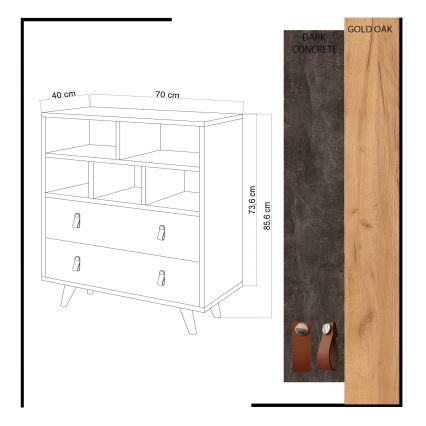 Komoda MARCO 85,6x70 cm antracit/braon
