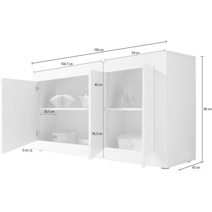 Komoda NERILA bela/smeđa