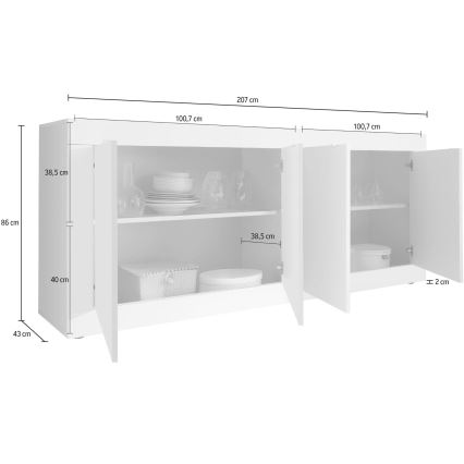 Komoda NERILA bela/smeđa