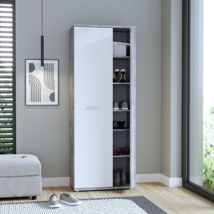 Komoda/Ormarić za cipele SIMO bela/siva beton