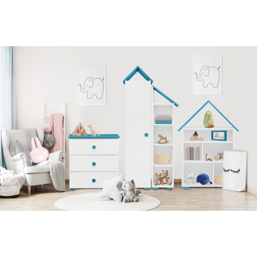 Komoda PABIS 87x83 cm bela/plava