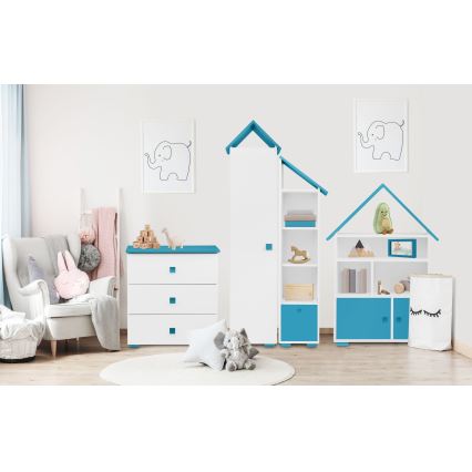 Komoda PABIS 87x83 cm bela/plava