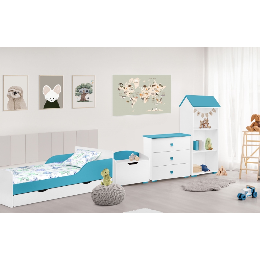 Komoda PABIS 87x83 cm bela/plava