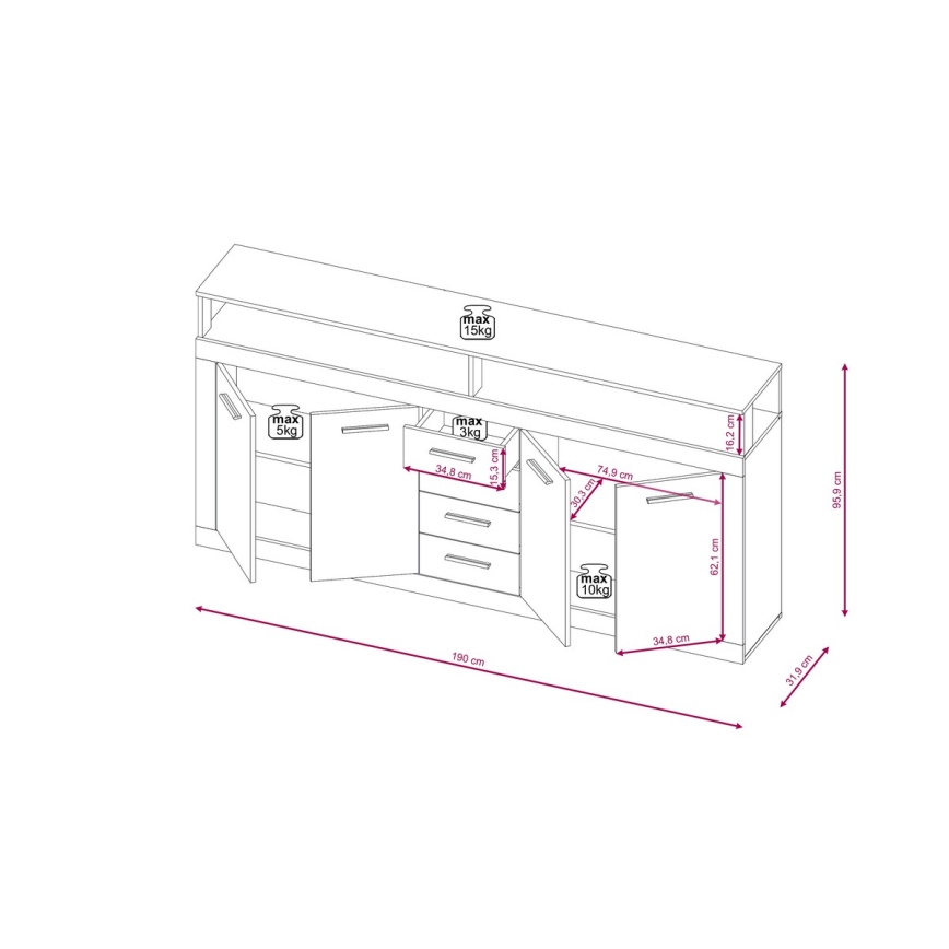 Komoda RUNA tamno braon/antracit