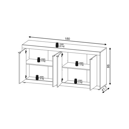 Komoda RUNEA tamno braon/antracit