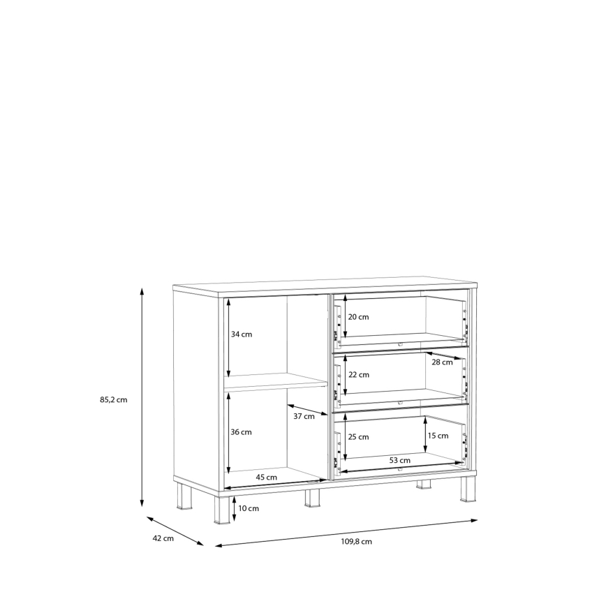 Komoda sa fiokama OREN braon/crna