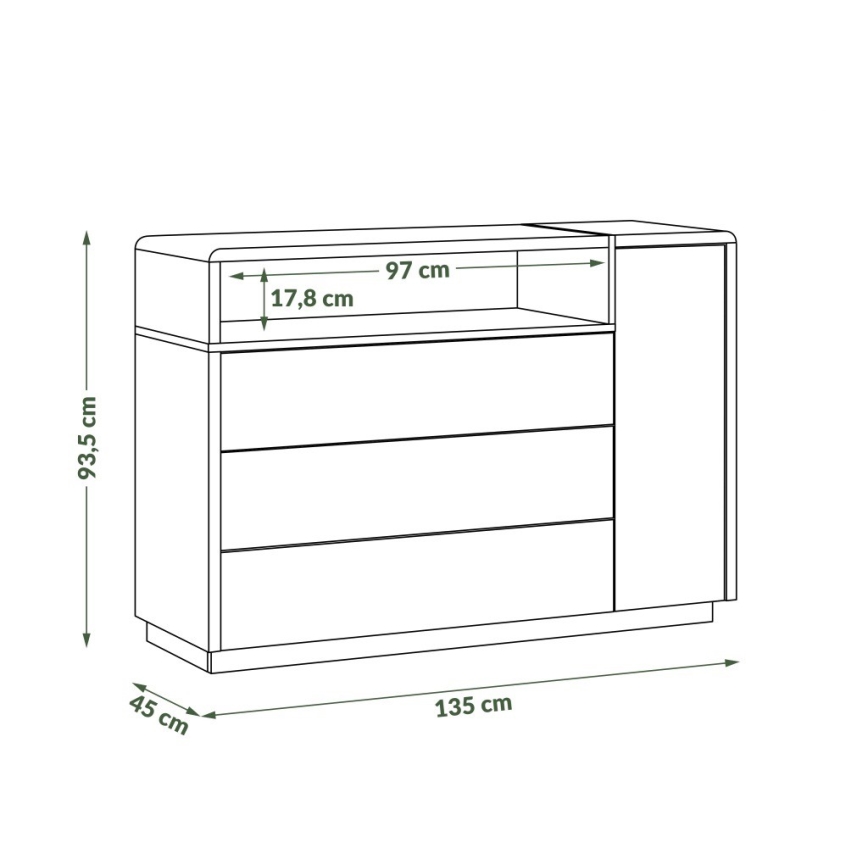 Komoda sa fiokom FRED antracit/hrast artisan