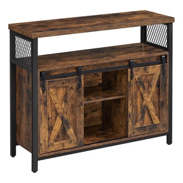 Komoda sa kliznim vratima FIRA braon/crna