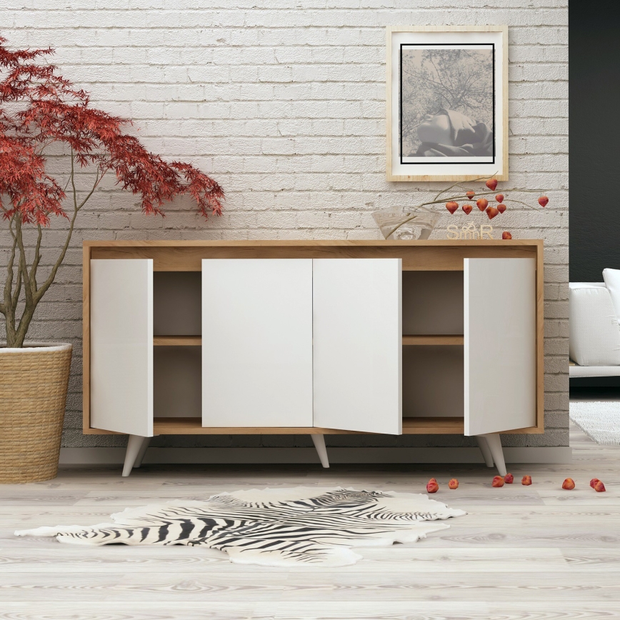 Komoda SHANS 86x140 cm smeđa/bela