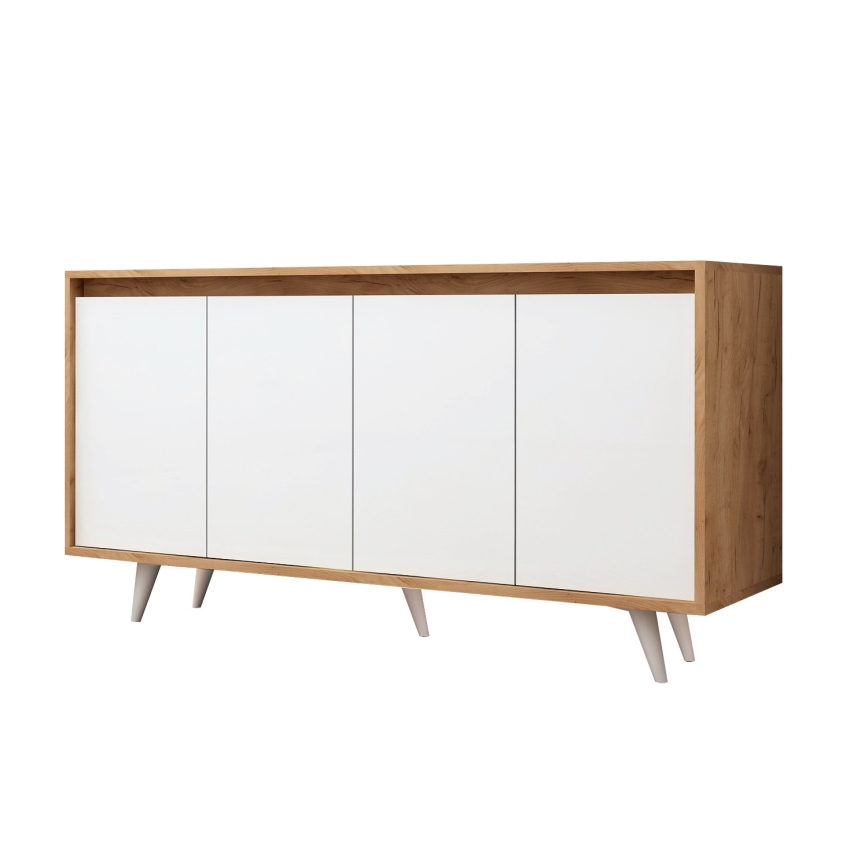 Komoda SHANS 86x140 cm smeđa/bela