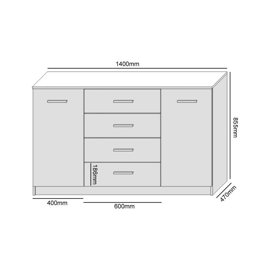 Komoda TAYLER u dekoru hrasta Sonoma