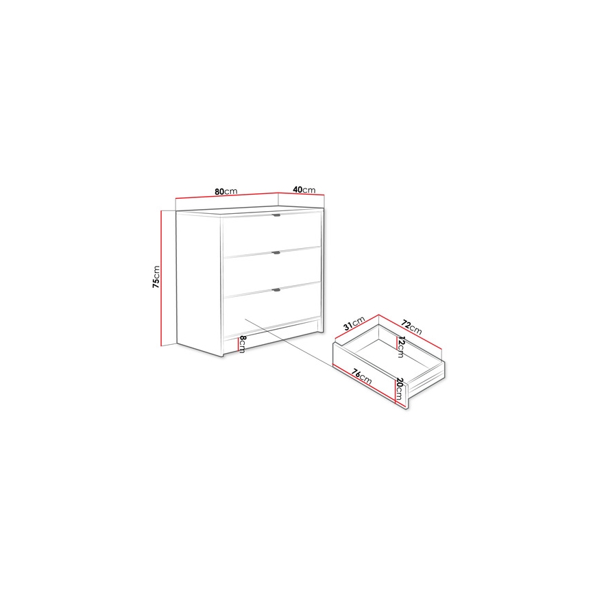 Komoda TIRENO 75x80 cm crna
