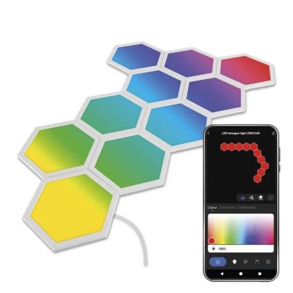 Komplet 10x RGBIC prigušiva LED panel/1,9W/230V Wi-Fi Tuya