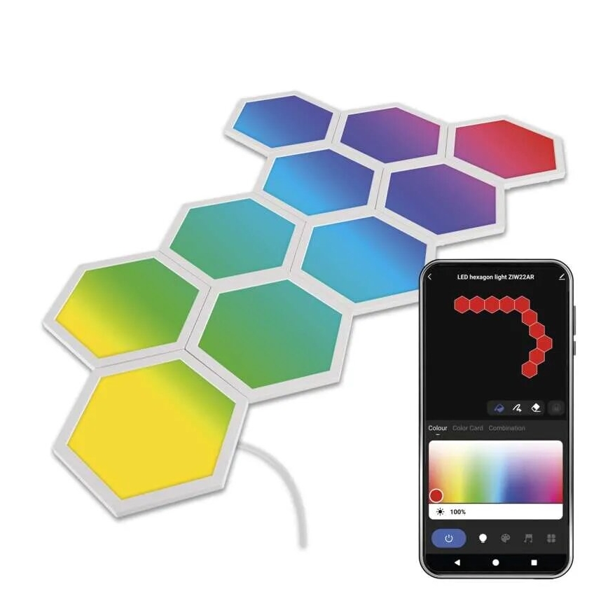 Komplet 10x RGBIC prigušiva LED panel/1,9W/230V Wi-Fi Tuya