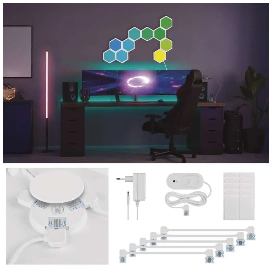 Komplet 10x RGBIC prigušiva LED panel/1,9W/230V Wi-Fi Tuya