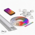 KOMPLET 1x LED RGBW prigušiva traka Philips Hue WHITE AND COLOR AMBIANCE LED/20W/230V 2 m + 2x ugrađeni profil 1 m srebrna/bela