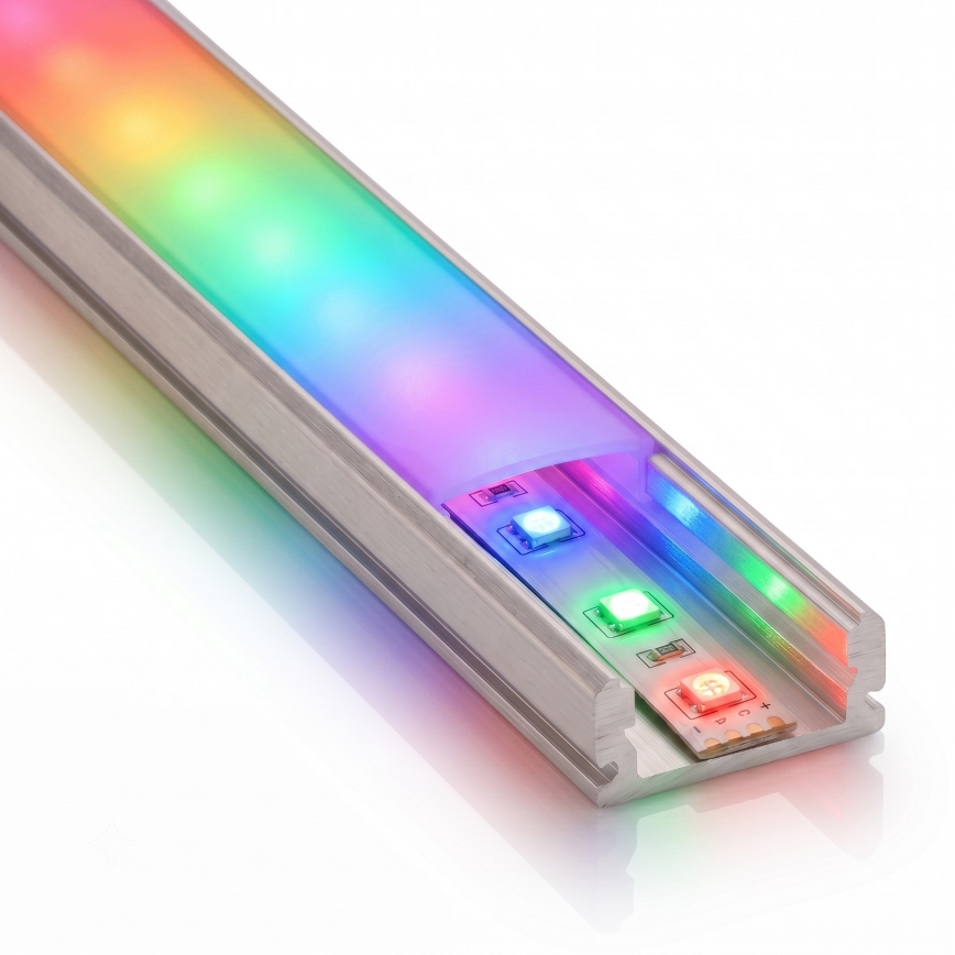 Komplet 1x prigušiva RGBW LED traka NEO LITE MUSIC LED/24W/230V 5 m IP65 Wi-Fi Tuya + 5x ugradni profil 1 m srebrna/bela + daljinski upravljač