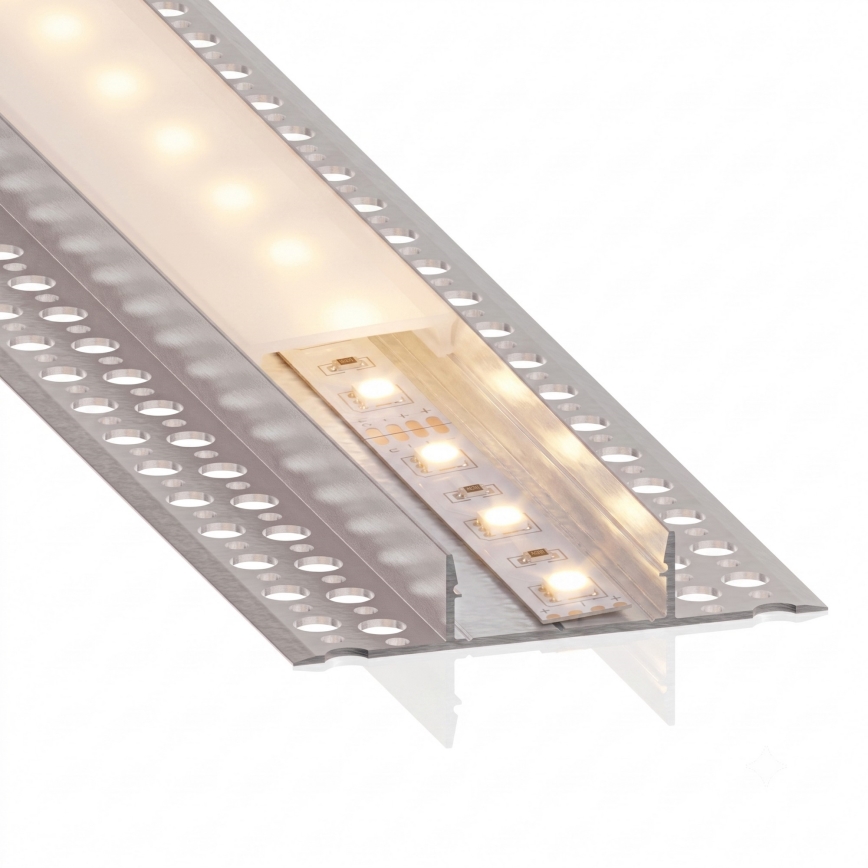 Komplet 1x LED traka sa senzorom pokreta FLEX LED/3,6W/4xAA 2 m + 2x ugradni profil 1 m srebrna/bela