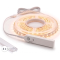 KOMPLET 1x LED traka sa senzorom pokreta FLEX LED/3,6W/4xAA 2 m + 2x ugradni profil 1 m srebrna/bela