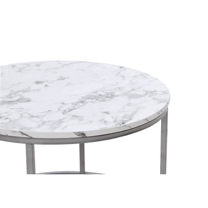 Komplet 2 kom konferencijskih stočića PAOLA, prečnik 38/60 cm, siva/mramorni dekor