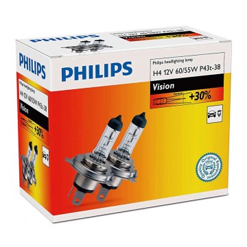 Komplet 2x automobilske sijalice Philips VISION 12342PRC2 H4 P43t-38/60W/55W/12V 3200K