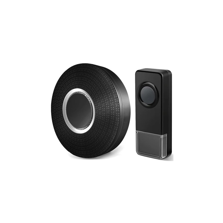 Komplet 2x bežičnih zvona za utičnicu 230V, 1xA23, IP55, crne boje