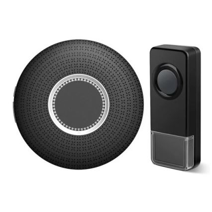 Komplet 2x bežičnih zvona za utičnicu 230V, 1xA23, IP55, crne boje