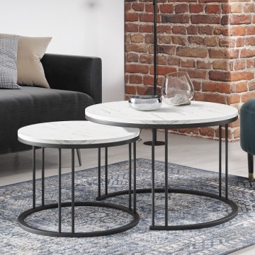 Komplet 2x klubski sto RAGNAR, crna/bela