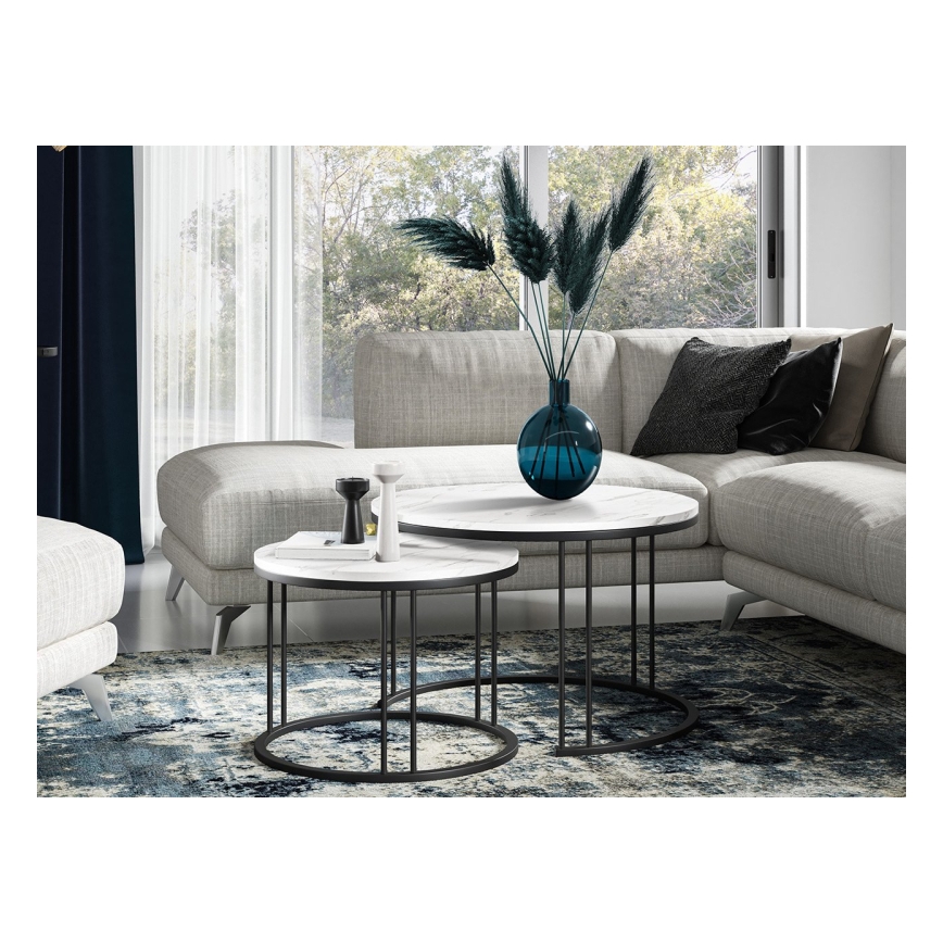 Komplet 2x klubski sto RAGNAR, crna/bela