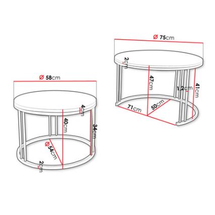 Komplet 2x klubski sto RAGNAR, crna/bela