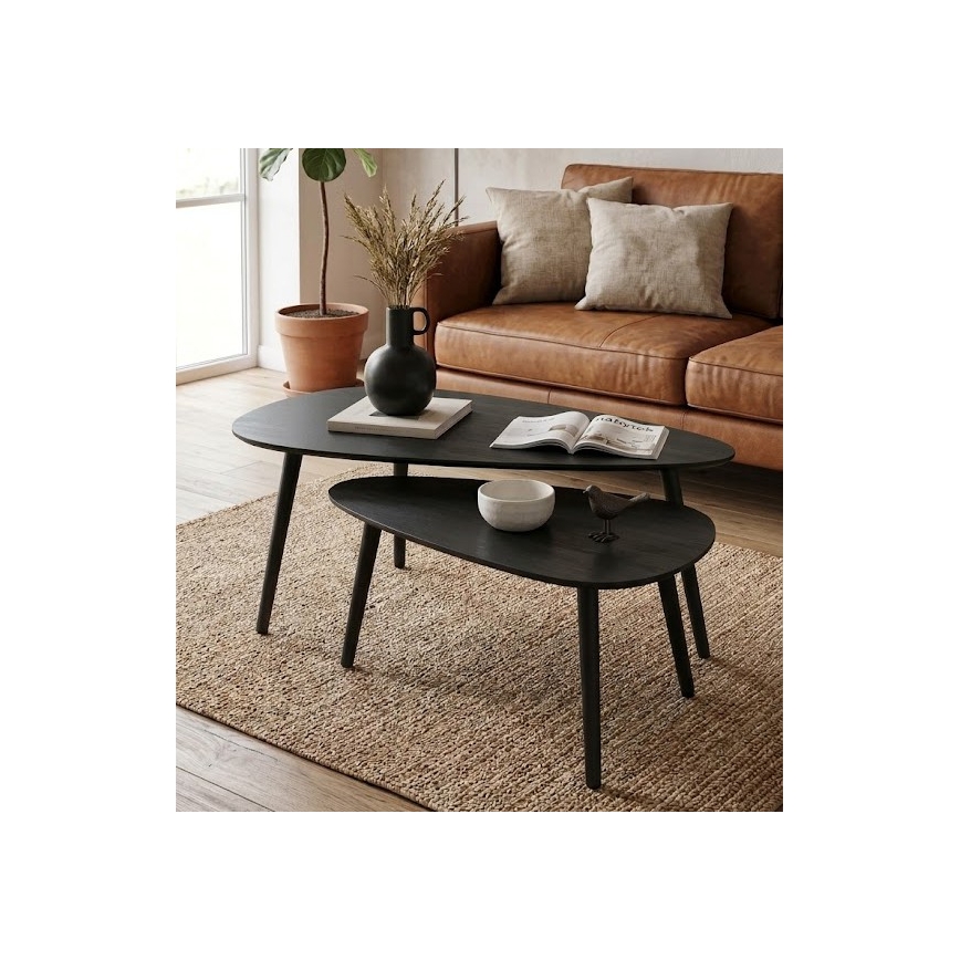 Komplet 2x konferencijskih stočića SOLE 60/80x30/40 cm crni