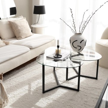 KOMPLET 2x konferencijskih stolova BELLISIMO, crni/transparentni